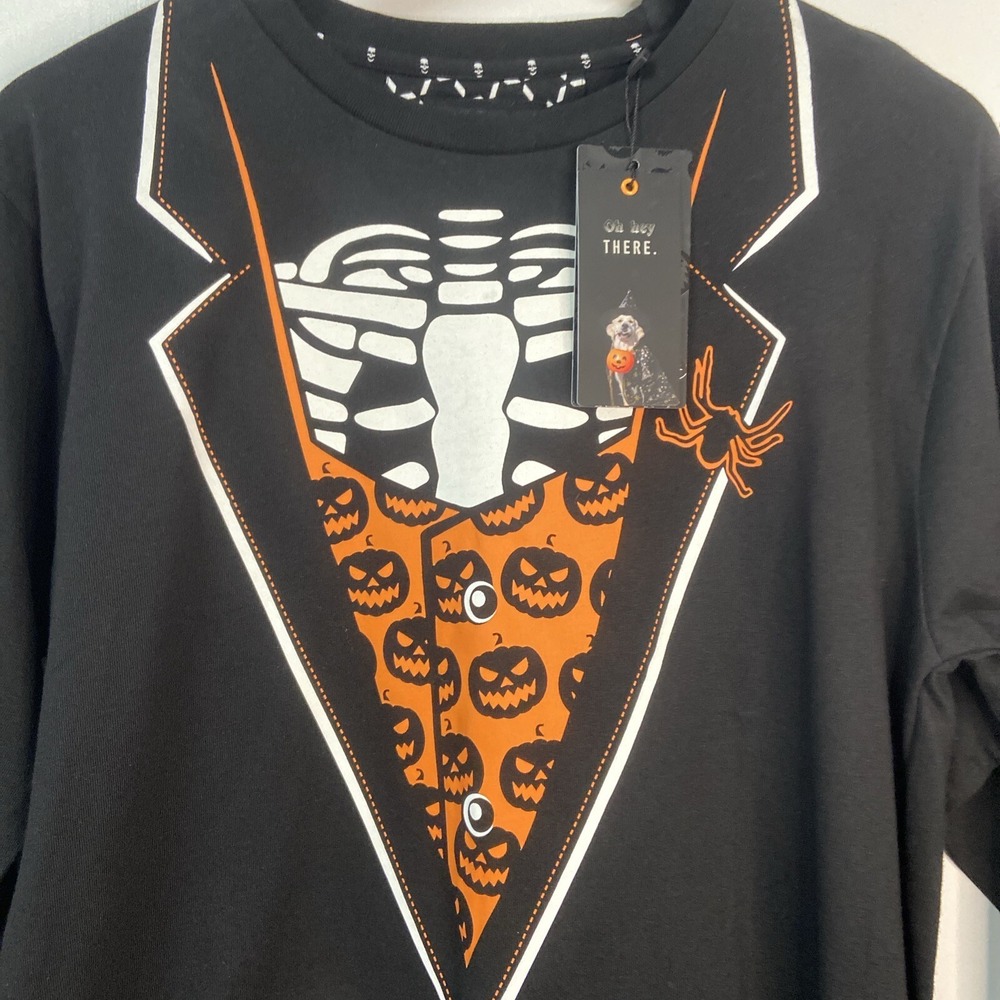 Denim & Flower Skeleton Tuxedo Mens M Long Sleeve Costume Shirt Spider Skull NWT